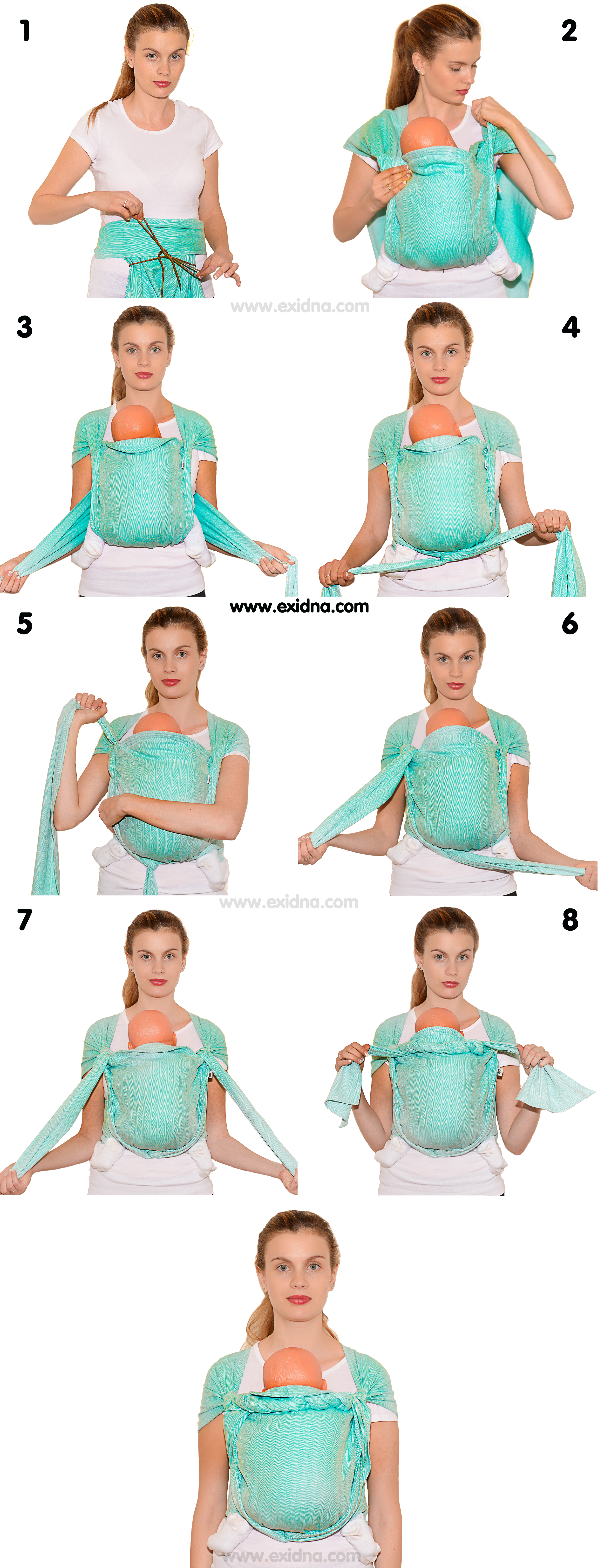Инструкция к слингу-шарфу за спиной: намотка 